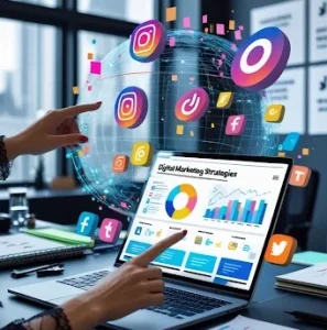 Ilustrasi konsep Kreativitas Digital Terarah untuk strategi pemasaran modern